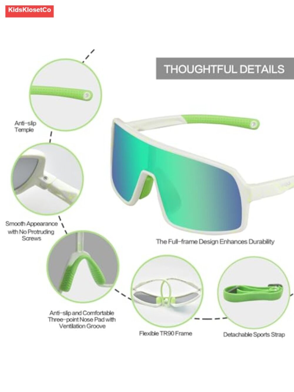 TR90 Kids Sports Sunglasses Polarized UV400 Baseball Cycling Wrap Around - Picture 3 of 6